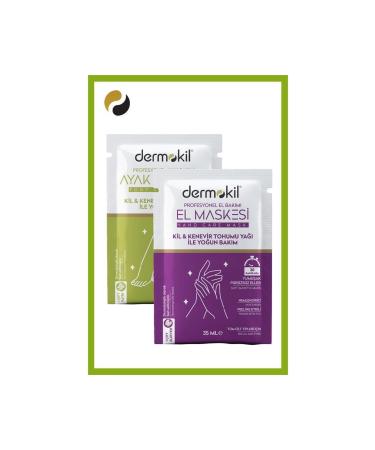 Dermokil Clay and Hemp Oil Peeling Effect Foot Mask 35 Ml + Hand Mask 35 Ml Set of 2