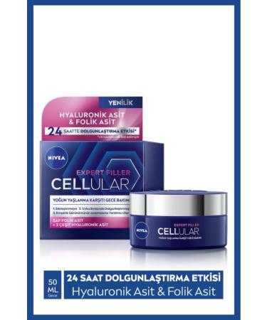 NIVEA Cellular Expert Filler Intensive Anti-Aging Night Face Care Cream 50ml Hyaluronic Acid Folic Acid