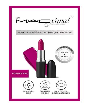 Mac CMACximal Sleek Satin Lipstick konik Saten Biti li Ruj-POPSTAR PINK 3.5GM