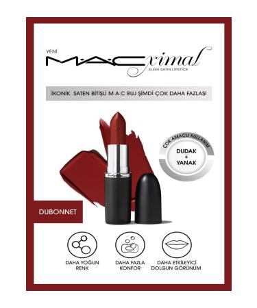 Mac MACximal Sleek Satin Lipstick konik Saten Biti li Ruj-DUBONNET 3.5GM