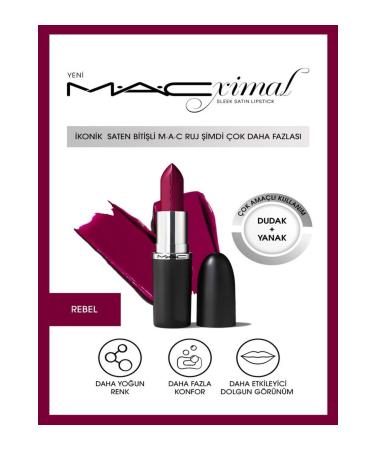 Mac MACximal Sleek Satin Lipstick Iconic Satin Finish Lipstick-REBEL 3.5GM