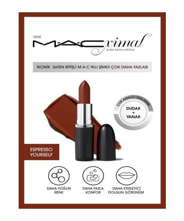 Mac MACximal Sleek Satin Lipstick konik Saten Biti li Ruj-ESPRESSO YOURSELF 3.5GM