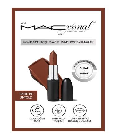 Mac MACximal Sleek Satin Lipstick konik Saten Biti li Ruj-TRUTH BE UNTOLD 3.5GM