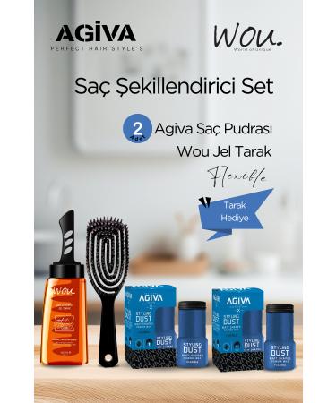 Agiva Hair Styling Set - 2 Agiva Flexible Hold Hair Powder + Wou Hair Styling Gel