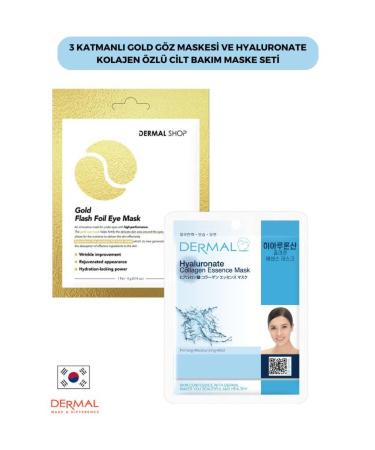 Dermal 3 Layer Gold Eye Mask and Hyaluronate Collagen Essence Skin Care Mask Set