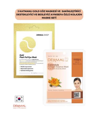 Dermal 3 Layer Gold Eye Mask and Calming Supportive and Nourishing Calendula Extract Collagen Mask