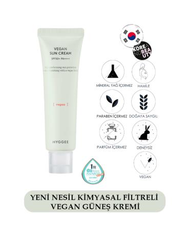HYGGEE Vegan Sun Cream 50 Ml - New Generation Chemical Filter Vegan Face Sun Cream