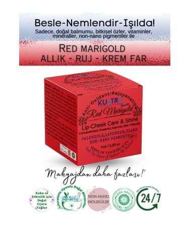 Kuatra Red Marigold Moisturizing - Antioxidant Luminous Balm (NATURAL INGREDIENT LIPSTICK - BLUSH - EYESHADOW)