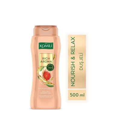 Komili Rich Aroma Nourish&Relax Shower Gel - Fig Seed&Olive Oil - Lasting Perfume Effect-500 ML