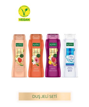 Komili Rich Aroma & Micellar Shower Gel Set - Vegan - 4 x 500 ML