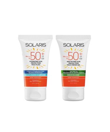 SOLARIS Sun Cream Spf 50 for All Skin Types (50 ML) and Sun Cream Spf 50 for Oily Skin (MAT)