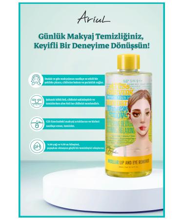 Ariul Stress Relieving Micellar Lip and Eye Makeup Remover Water 300 Ml | Aloe Vera - Buy Online on GoSupps.com