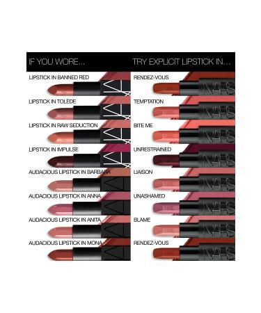 Nars EXPLICIT LIPSTICK Comfortable Satin Finish Lipstick Seed Oil Hyaluronic Acid 3.8 g - Buy Online on GoSupps.com