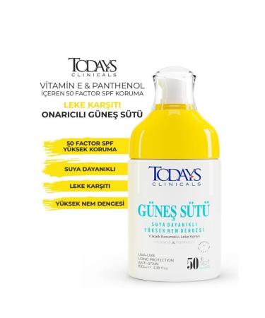 TODAYS CLINICALS Sun Milk 50 Spf High Protection Anti-Stain Vitamin E & Panthenol