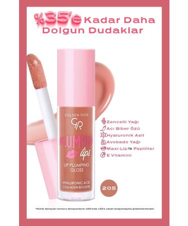 Golden Rose Plumped Lips Lip Plumping Gloss No: 205 - Plumping Lip Gloss - 8691190528515