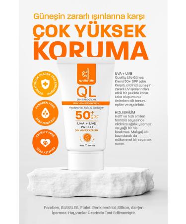 Quality Life High Protection Face Sunscreen Anti-Spot Water Based SPF 50+ For Oily Combination Dry Skin 50 ML - Buy Online on GoSupps.com