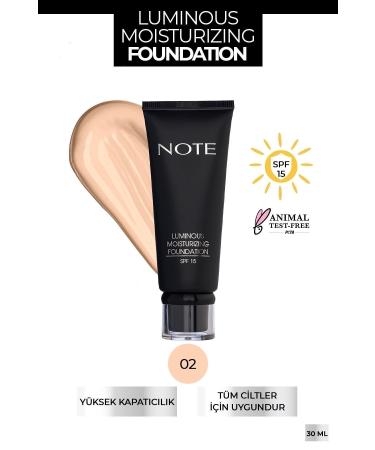 Note Cosmetics Luminous Moisturizing Spf 15 Moisturizing Effect Shiny Finish Foundation - 02 Natural Beige