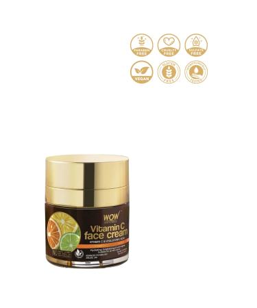 WOW Skin Science Vitamin C Face Cream - Natural Content - All Skin Types - Oil-free No Paraben Silicone Paint Mineral Oil 50ml