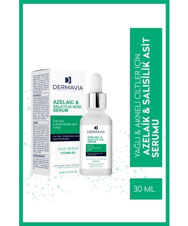 Dermavia Azelaic & Salicylic Acid Serum Face Serum for Oily Acne Prone Skin Types 30 ml