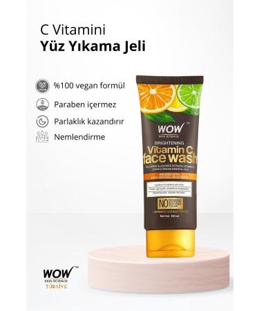 WOW Skin Science Vitamin C Face Wash Gel - 7 Natural Ingredients - Brightening Deep Cleansing Skin Smoothing 100ml - Buy Online on GoSupps.com