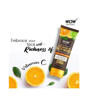WOW Skin Science Vitamin C Face Wash Gel - 7 Natural Ingredients - Brightening Deep Cleansing Skin Smoothing 100ml - Buy Online on GoSupps.com