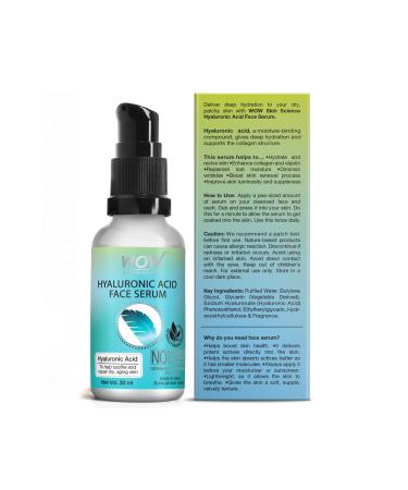 WOW Skin Science Hyaluronic Acid Moisturizing Face Serum - 5 Natural Ingredients - Soothing and Repairing Dry Skin 30ml - Buy Online on GoSupps.com
