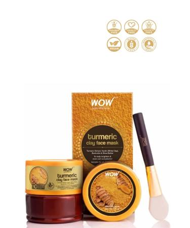 WOW Skin Science Turmeric Clay Face Mask - Natural Ingredients - Brightens and Evens Skin (Paraben Sulfate Free) 200ml