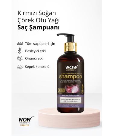 WOW Skin Science Red Onion Shampoo-Natural Ingredients-Hair Growth & Hair Fall Control 300ml - Buy Online on GoSupps.com