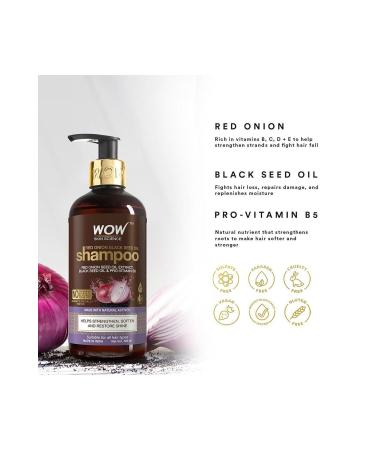WOW Skin Science Red Onion Shampoo-Natural Ingredients-Hair Growth & Hair Fall Control 300ml - Buy Online on GoSupps.com