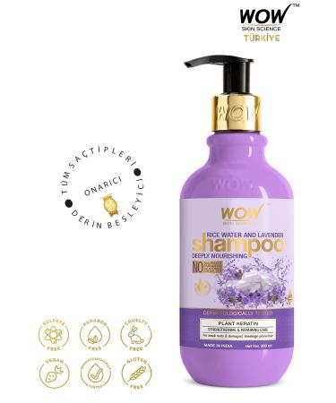 WOW Skin Science Rice Water Shampoo - Natural Content - Zinc Amino Acid Rice Keratin and Lavender Oil 300ml