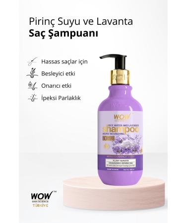 WOW Skin Science Rice Water Shampoo - Natural Content - Zinc Amino Acid Rice Keratin and Lavender Oil 300ml - Buy Online on GoSupps.com