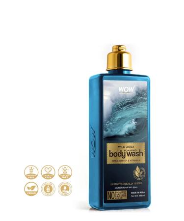 WOW Skin Science Wild Aqua Bath Shower Gel-Natural Content Pure Shea Butter (Paraben Sulfate Silicone and Color Free)250ml