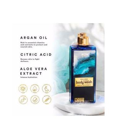 WOW Skin Science Wild Aqua Bath Shower Gel-Natural Content Pure Shea Butter (Paraben Sulfate Silicone and Color Free)250ml - Buy Online on GoSupps.com