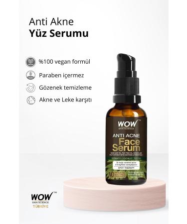 WOW Skin Science Anti-Acne Face Serum- 8 Natural-Anti-Blemish-Aha-Neem Leaf Oil Tea Tree Oil Caviar 30ml - Buy Online on GoSupps.com