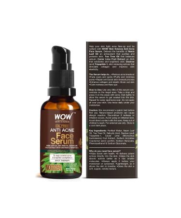 WOW Skin Science Anti-Acne Face Serum- 8 Natural-Anti-Blemish-Aha-Neem Leaf Oil Tea Tree Oil Caviar 30ml - Buy Online on GoSupps.com