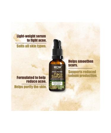 WOW Skin Science Anti-Acne Face Serum- 8 Natural-Anti-Blemish-Aha-Neem Leaf Oil Tea Tree Oil Caviar 30ml - Buy Online on GoSupps.com