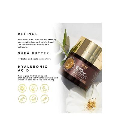 WOW Skin Science Retinol Skin Cream For All Skin Types - 25 Natural Ingredients - Suitable Under Make-up. Oil-Free 50ml - Buy Online on GoSupps.com