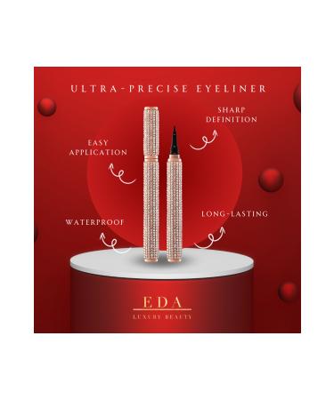 EDA LUXURY BEAUTY Ultra Thin Felt Tip Eyeliner Black Shiny Waterproof Liquid Eyeliner Vegan Eye Makeup Pen - Buy Online on GoSupps.com