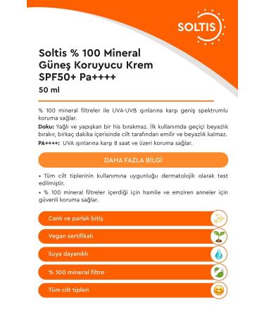 Soltis 0 Mineral Sunscreen Cream SPF 50+ Pa++++ 50 ml - Buy Online on GoSupps.com