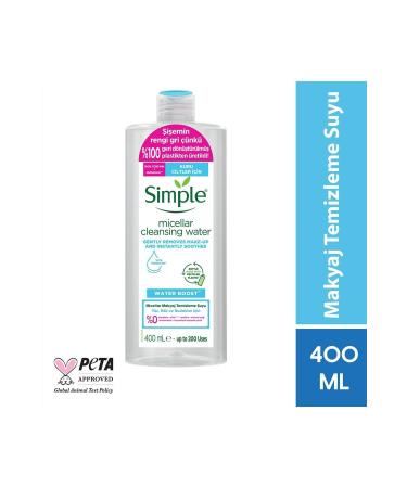 Simple Water Boost Micellar Makeup Remover Water For Dry Skin Face Eyes and Lips 400 Ml