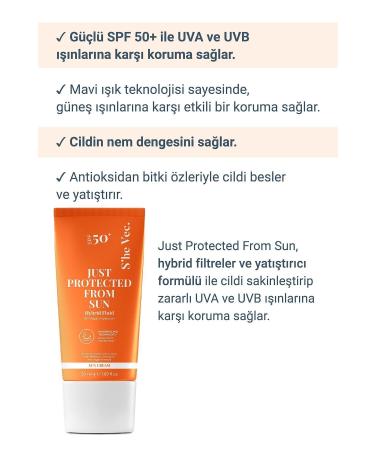 SHE VEC JUST PROTECTED FROM SUN - SPF50+ Anti-Spot High Protection Sun Cream | All Skin Types 50ml - Buy Online on GoSupps.com