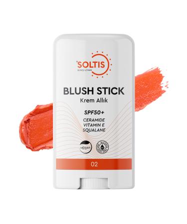 Soltis Moisturizing Stick Blush SPF50+ Peach Tone 02 15 Gr
