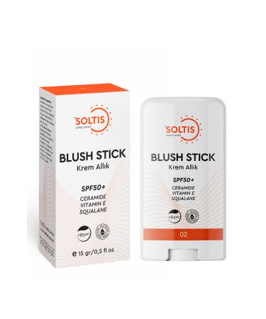 Soltis Moisturizing Stick Blush SPF50+ Peach Tone 02 15 Gr - Buy Online on GoSupps.com