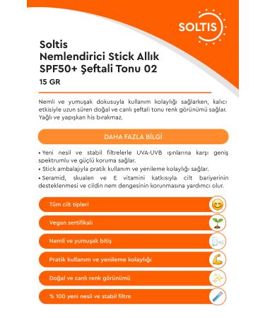 Soltis Moisturizing Stick Blush SPF50+ Peach Tone 02 15 Gr - Buy Online on GoSupps.com