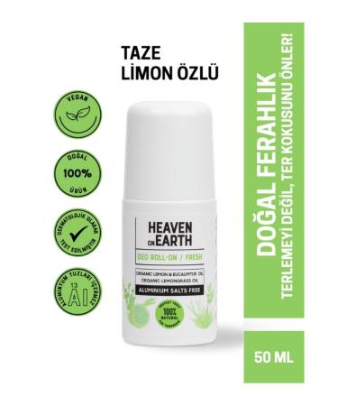 Heaven on Earth 0 Natural Organic Roll On Does Not Contain Aluminum Salts Sweat Odor Prevention Fresh 50 ml Vegan