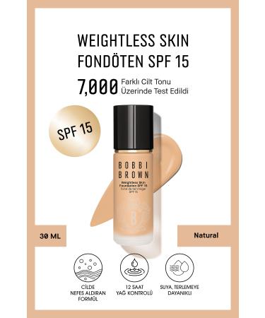Bobbi Brown Weightless Skin 24 Hour Liquid Foundation SPF 15 - Natural and Matte Finish - Natural - 30 ml