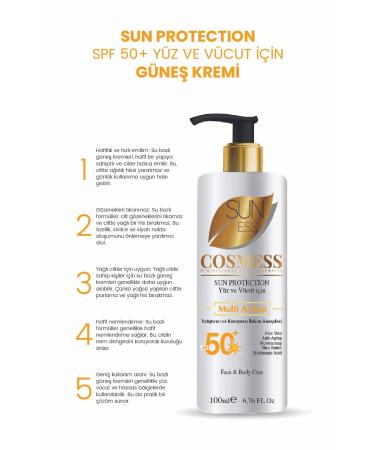 Cosmess Face and Body Whitening Cream and 50 Spf Sunscreen - High Protection Factor Sun Cream -100ml - Buy Online on GoSupps.com