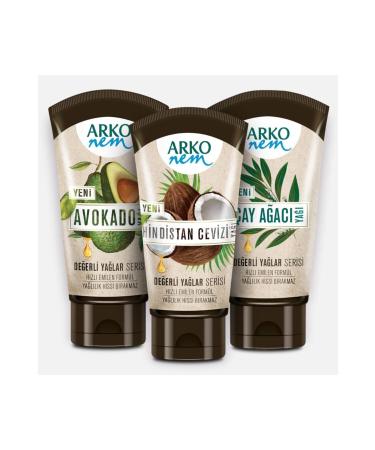 Arko Precious Oils Cream Avocado Coconut Tea Tree 3x60ml