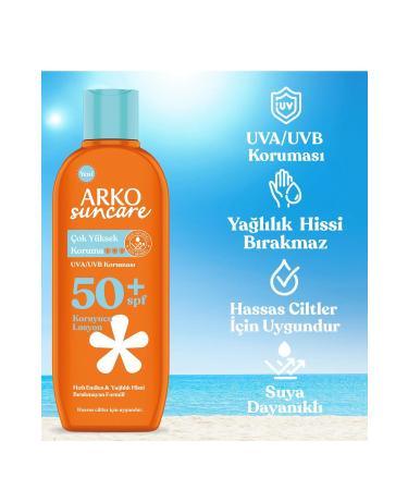 Arko Suncare Very High Protection SPF50+ Protective Lotion 200 ml X 2 PCS - Buy Online on GoSupps.com