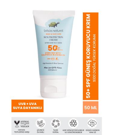 Bade Natural 0 Natural 50 Spf High Protection Children's Sunscreen Cream Mineral Filter 50 ml